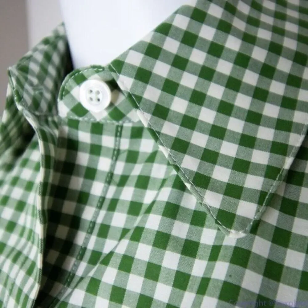 NWT kate spade mini gingham button-front shirt, Green‎ & White